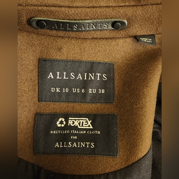 AllSaints "Paulah" Brown Wool Blend Double Breasted Long Coat Sz.US 6/38 EU $625 - Picture 3 of 12